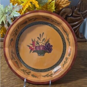 The Marketplace Bakeware Handpainted Floral Ruffled 10” Pie Dish